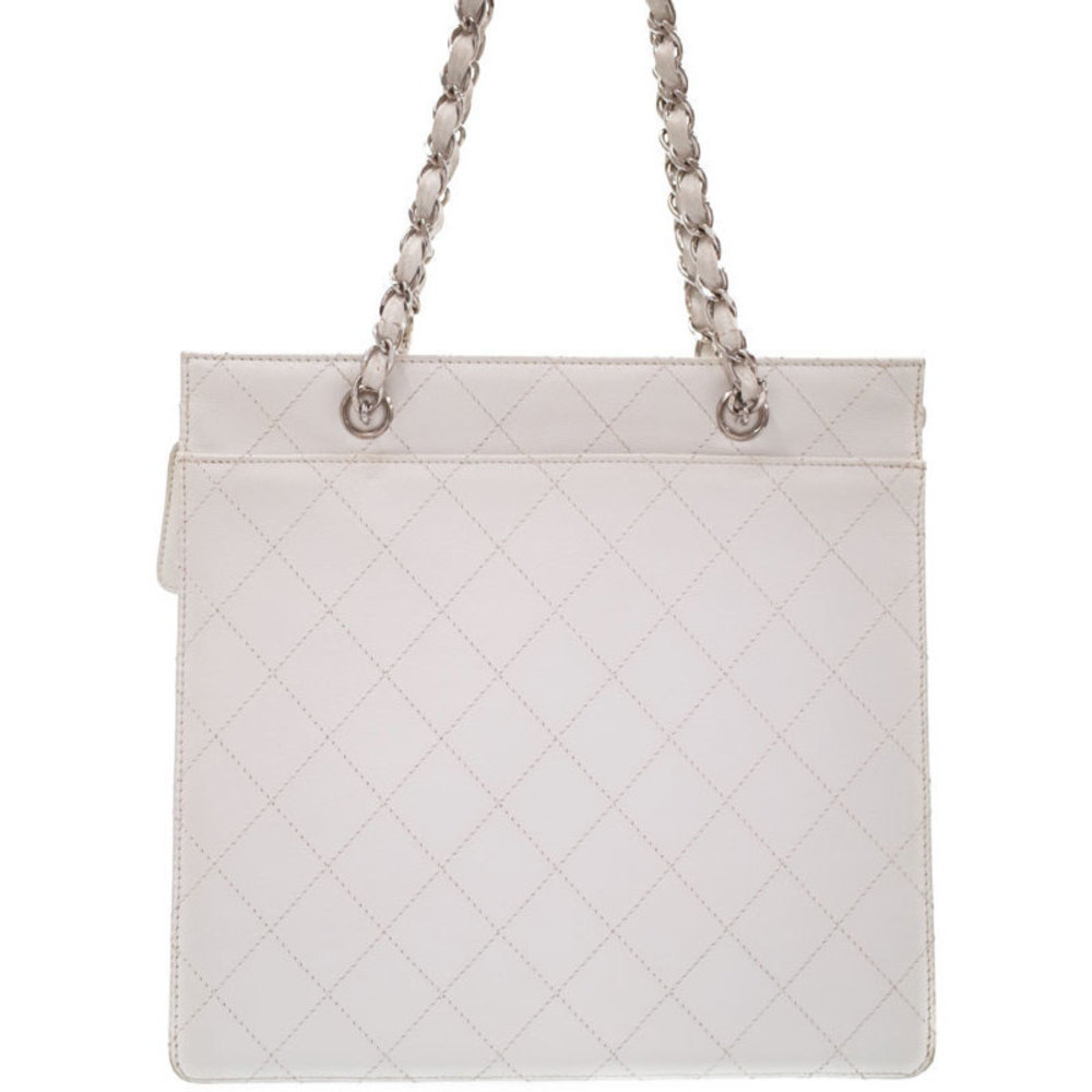 Chanel Matelasse Chain Tote Bag Shoulder Bag White